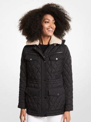 michael kors sherpa trimmed quilted coat|Quilted Jacket .